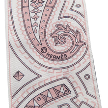Load image into Gallery viewer, HERMES Twilly Cheval de Coeur Bandana Black/White/Vieux Rose Silk100%