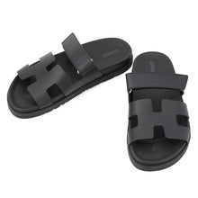 Load image into Gallery viewer, HERMES Sandals Chypre BlackH222100Z Calf Leather Size 38