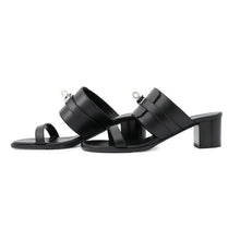 Load image into Gallery viewer, HERMES Ninon 50 Sandals BlackMS1262125Z2602 Calf Leather Size 36