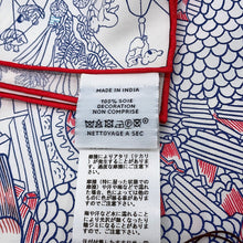 Load image into Gallery viewer, HERMES Carre Brodet Animapolis Fleuri Size 90 White/Blue Azur/Rouge 100% silk beads