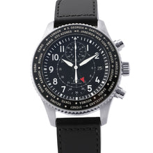 Load image into Gallery viewer, IWC Pilot's Watch Timezoner Chronograph W46mm Stainless Steel Leather Black DialIW395001