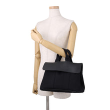 Load image into Gallery viewer, HERMES Valparaiso Black Toile Chevrons Leather Size PM
