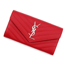 Load image into Gallery viewer, SAINT LAURENT PARIS Cassandra Matelasse Large Flap Wallet Red372264BOW026805 Leather