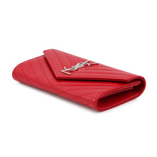 Load image into Gallery viewer, SAINT LAURENT PARIS Cassandra Matelasse Large Flap Wallet Red372264BOW026805 Leather