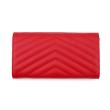 Load image into Gallery viewer, SAINT LAURENT PARIS Cassandra Matelasse Large Flap Wallet Red372264BOW026805 Leather
