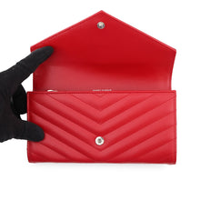 Load image into Gallery viewer, SAINT LAURENT PARIS Cassandra Matelasse Large Flap Wallet Red372264BOW026805 Leather