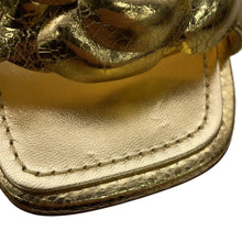 Load image into Gallery viewer, CHANEL Camellia Sandals GoldG46516 Leather Rhinestone Size 37