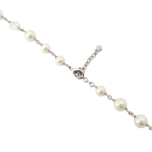 Load image into Gallery viewer, CHANEL CC Logo Ribbon Motif Necklace Metal Rhinestone Faux Pearl