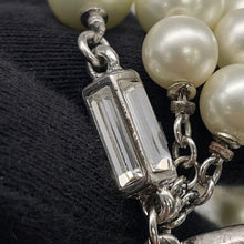 Load image into Gallery viewer, CHANEL CC Logo Ribbon Motif Necklace Metal Rhinestone Faux Pearl
