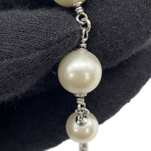 Load image into Gallery viewer, CHANEL CC Logo Ribbon Motif Necklace Metal Rhinestone Faux Pearl