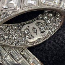 Load image into Gallery viewer, CHANEL CC Logo Ribbon Motif Necklace Metal Rhinestone Faux Pearl