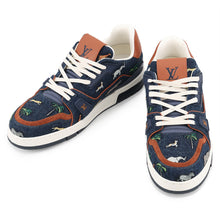 Load image into Gallery viewer, LOUIS VUITTON LV x The Darjeeling Limited Edition LV Trainer Sneakers Blue/Multicolor1AJTN4 Denim Size 9