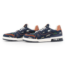 Load image into Gallery viewer, LOUIS VUITTON LV x The Darjeeling Limited Edition LV Trainer Sneakers Blue/Multicolor1AJTN4 Denim Size 9