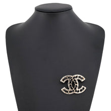 将图像加载到图库查看器中,CHANEL CC Logo Brooch Chain Motif GoldAB5107-B10370-NM705 Metal Leather Rhinestone