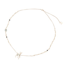 Load image into Gallery viewer, CHANEL CC Logo Bambi Motif Long Necklace Gold Plated Rhinestone Faux Pearl