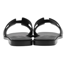 Load image into Gallery viewer, HERMES Oran Sandals Black Box Calf Leather Size 36 1/2