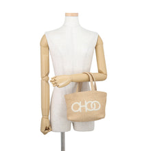 Load image into Gallery viewer, JIMMY CHOO 2WAY Mini Bag Beige Raffia Leather