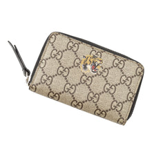 Load image into Gallery viewer, GUCCI Tiger print Zip Around Coin Purse Beige/Black451276 GG Supreme/Leather