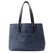 Load image into Gallery viewer, PRADA Denim tote Blue/Black1BG356 Cotton Leather