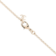 将图像加载到图库查看器中,CHANEL CC Logo Rhinestone Faux Pearl Long Necklace Champagne Gold Metal