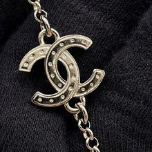 将图像加载到图库查看器中,CHANEL CC Logo Rhinestone Faux Pearl Long Necklace Champagne Gold Metal