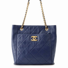 Load image into Gallery viewer, CHANEL Matelasse Shopping Chain Tote Bag NavyAS2295 Lambskin Size Small