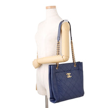 Load image into Gallery viewer, CHANEL Matelasse Shopping Chain Tote Bag NavyAS2295 Lambskin Size Small