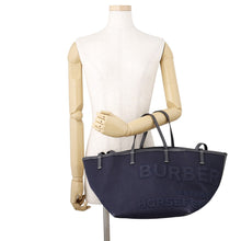 Load image into Gallery viewer, BURBERRY Beach Horseferry Tote Bag Navy/Black8044174 Canvas Leather Size Mini