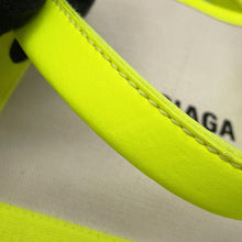 Load image into Gallery viewer, BALENCIAGA Navy Cabas 2WAY Bag Neon Yellow/Natural390346 Canvas Leather Size XS