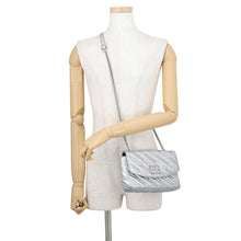 将图像加载到图库查看器中,BALENCIAGA BB Logo Quilted Chain Shoulder Bag Silver526682 Leather