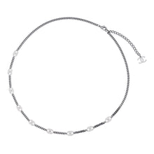 将图像加载到图库查看器中,CHANEL CC Logo Rhinestone Long Necklace GunmetalB 21 A Metal Rhinestone