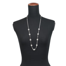 将图像加载到图库查看器中,CHANEL CC Logo Rhinestone Long Necklace GunmetalB 21 A Metal Rhinestone