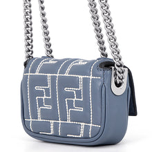 Load image into Gallery viewer, FENDI ZUCCA Nanobucket Chain Shoulder Bag Light Blue/White7AS143 Leather Size Mini