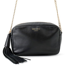 Load image into Gallery viewer, JIMMY CHOO Fringe ChainShoulder Black Leather