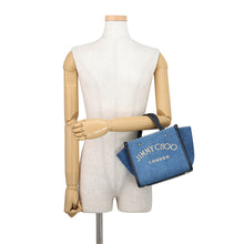 Load image into Gallery viewer, JIMMY CHOO Varenne Tote Blue/Navy/WhiteJI1630AW001266 Denim Leather Size Small