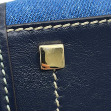 Load image into Gallery viewer, JIMMY CHOO Varenne Tote Blue/Navy/WhiteJI1630AW001266 Denim Leather Size Small