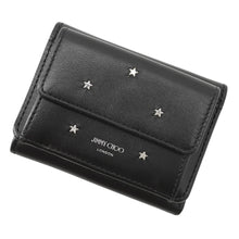 将图像加载到图库查看器中,JIMMY CHOO Nemo Studded Compact Wallet Black Leather