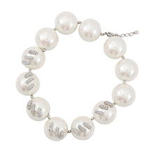 将图像加载到图库查看器中,Givenchy Stitch necklace WhiteBF00NNF05M Metal White Resin Beads Rhinestone
