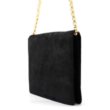 将图像加载到图库查看器中,Ferragamo Flap ChainShoulder Black/Gold suede