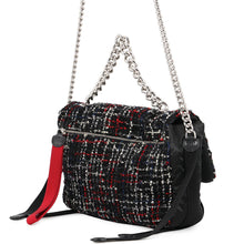 将图像加载到图库查看器中,CHANEL Single flap Chain Shoulder Bag Black/Red Tweed Nylon