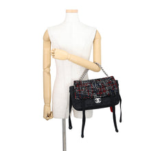 将图像加载到图库查看器中,CHANEL Single flap Chain Shoulder Bag Black/Red Tweed Nylon