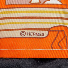 Load image into Gallery viewer, HERMES Twilly Les Chiens Parisiens Parisian Dogs Orange/White/Beige Silk100%