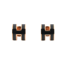 Load image into Gallery viewer, HERMES Pop Ash Earrings Size Mini Black Gold Plated Lacquer