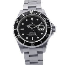 将图像加载到图库查看器中,ROLEX Submariner Date W40mm Stainless Steel Black Dial16610