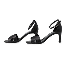 Load image into Gallery viewer, HERMES Sandals Joy 70 Black Calf Leather Size 36 1/2