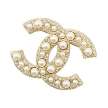 将图像加载到图库查看器中,CHANEL CC Logo BroochA64762-B06258-ND321 Metal Faux Pearl Rhinestone
