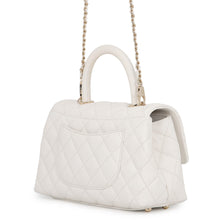 将图像加载到图库查看器中,CHANEL Coco Handle 2WAY Handbag WhiteA92990 Caviar Leather Size XS