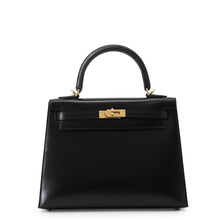 将图像加载到图库查看器中,HERMES Kelly Sellier Black Box Calf Leather Size 25