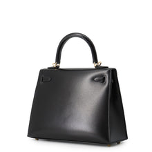 将图像加载到图库查看器中,HERMES Kelly Sellier Black Box Calf Leather Size 25