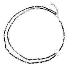 Load image into Gallery viewer, CHANEL CC Logo Chain Long Necklace Black/SilverABF162 B19836 Patent Leather